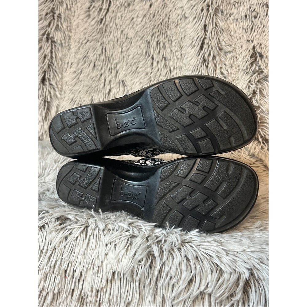 Boc Born Peggy Skull Print Slip On Wedge Comfort Clogs Black White Sz 7M C13033 - Picture 10 of 13